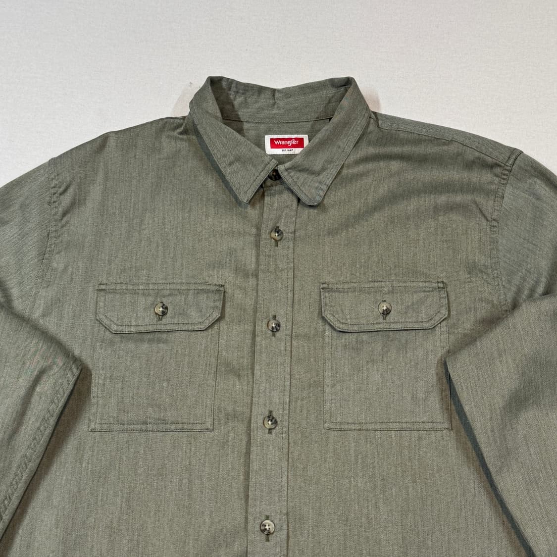 XL) Wrangler 랭글러 투포켓 워크웨어 코튼 셔츠 올리브 상품이미지4