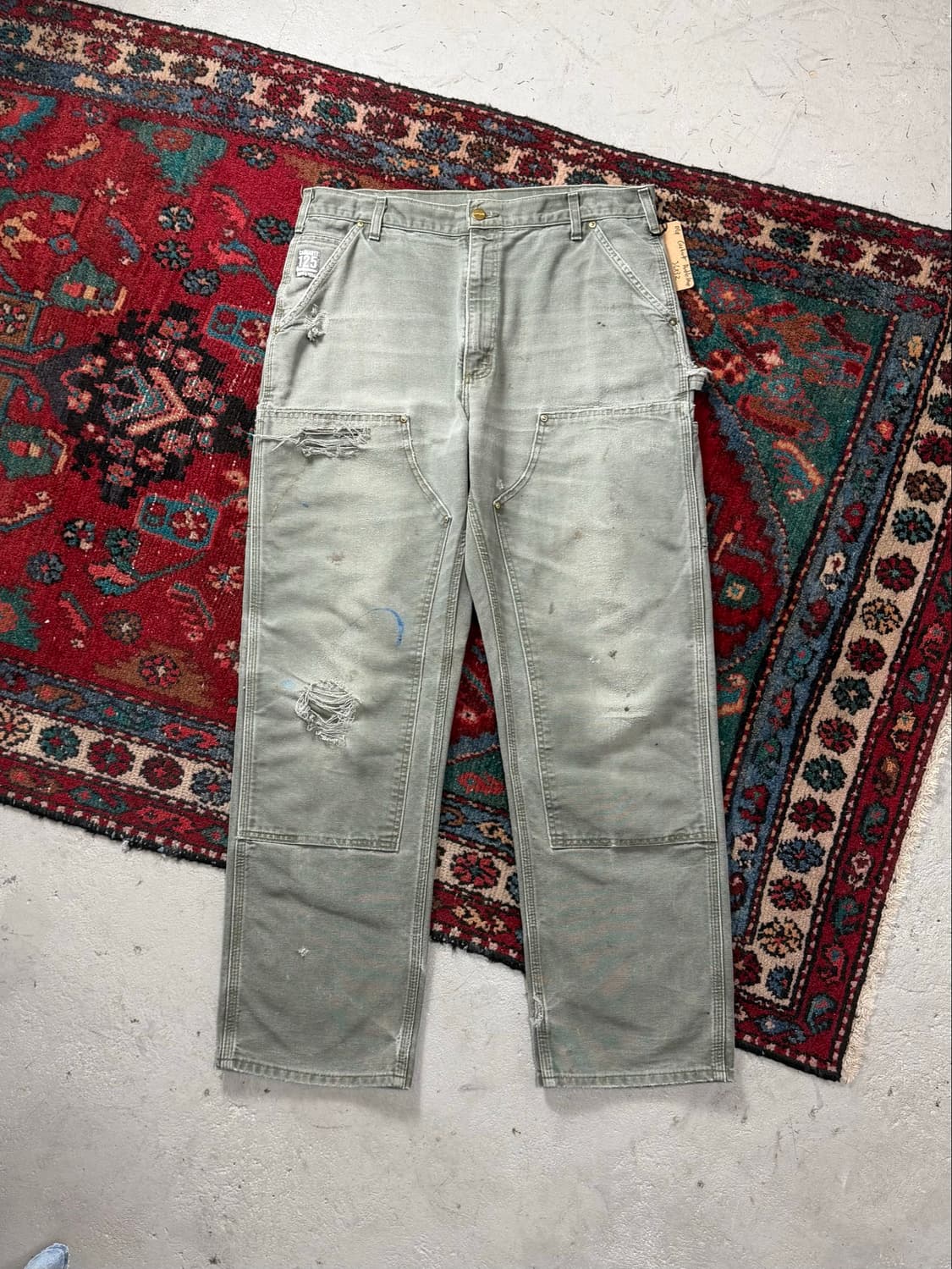 OG USA Made 칼하트 B01 더블니 팬츠 칼하트 MOS 모스그린 상품이미지2