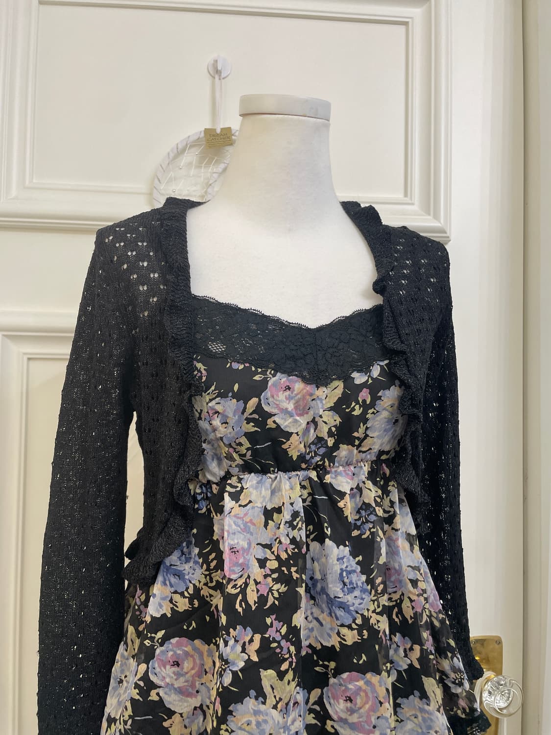 black crochet crop cardigan&flower lace 상품이미지7