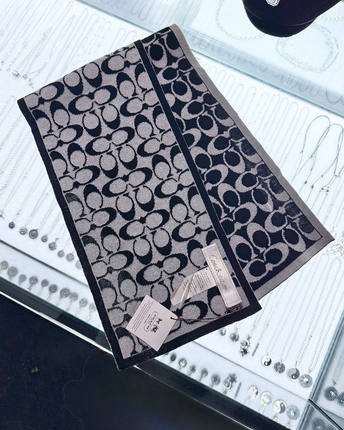 코치 양면 블랙 실버 그레이 회색 아이보리 목도리 머플러 명품 스카프 상품이미지3