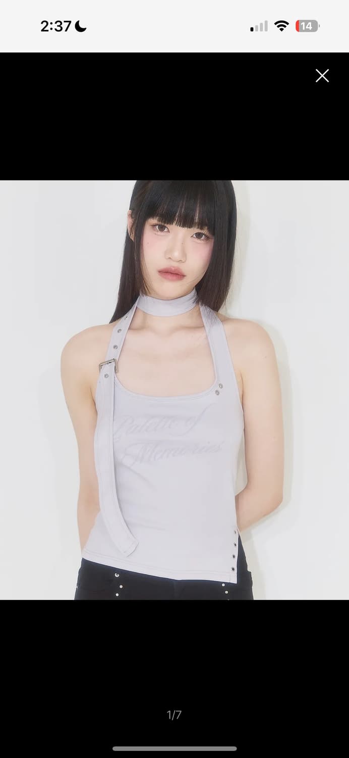 일리고 원숄더 타이 슬리브리스 그레이 나시 상품이미지1