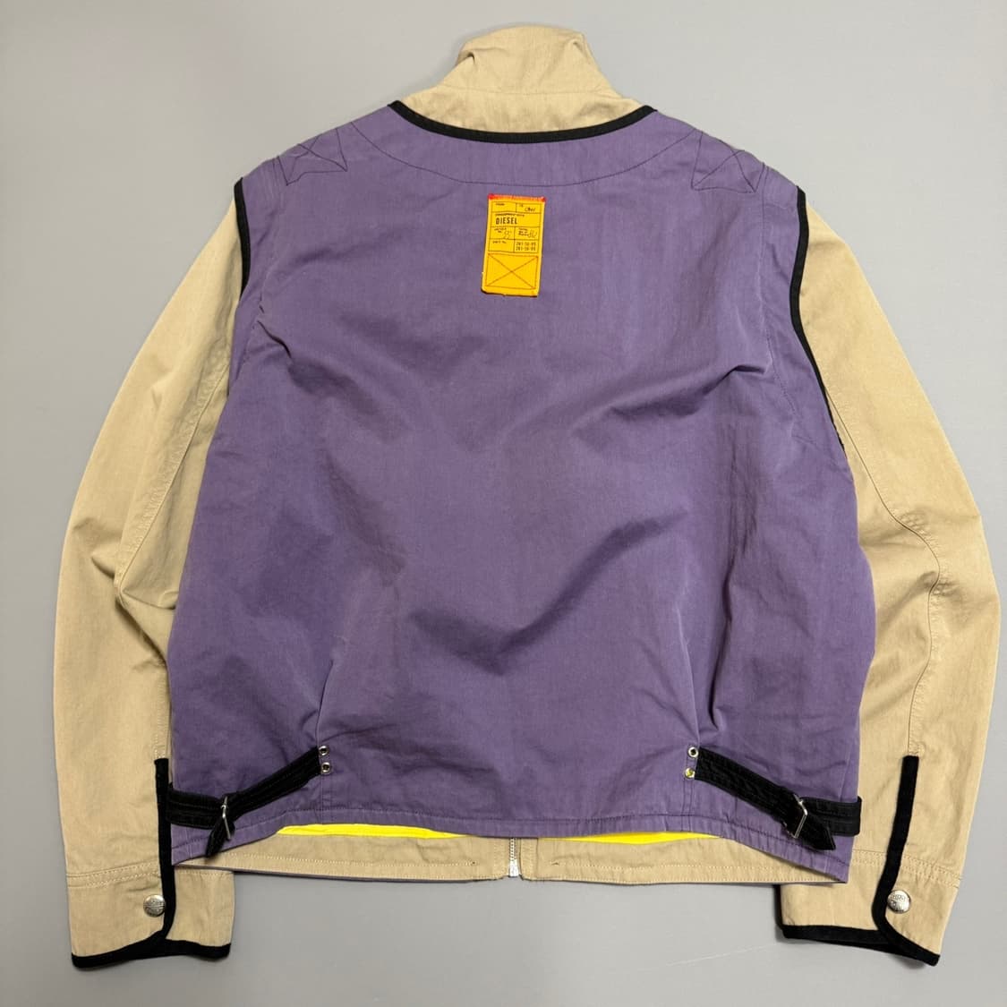 디젤(DIESEL) 퍼플 베이지 오렌 컨버터블 투웨이 하이넥 쇼트 자켓 상품이미지9