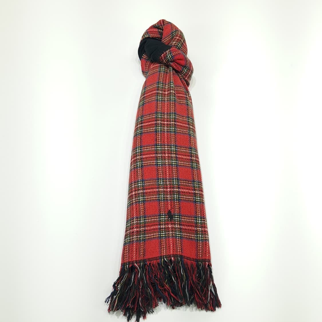 MX192 폴로 랄프로렌 레드체크 블랙 코튼 양면 목도리 머플러 상품이미지4