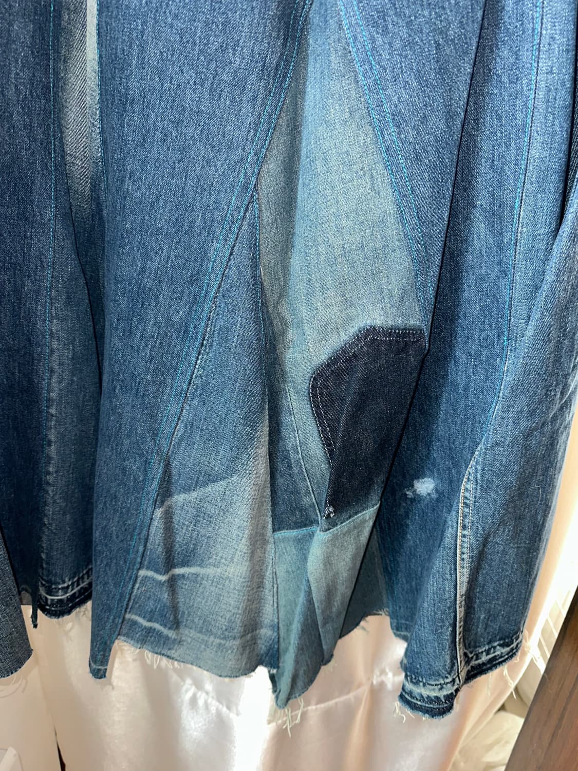 언발 워싱 데님 롱 스커트 상품이미지6