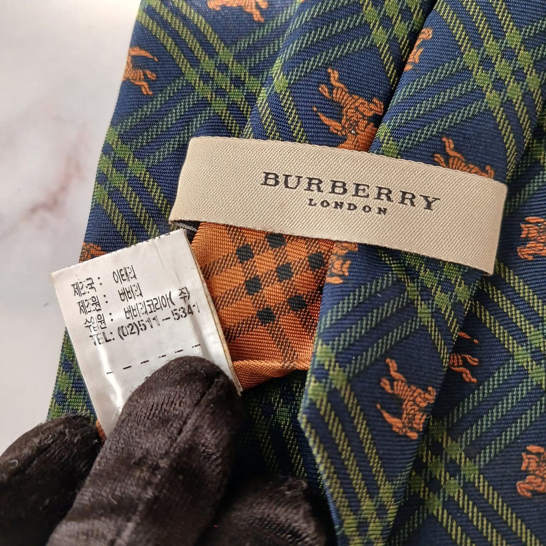 버버리 실크 그린 체크 패턴 넥타이 9cm B등급 A19491
 상품이미지10