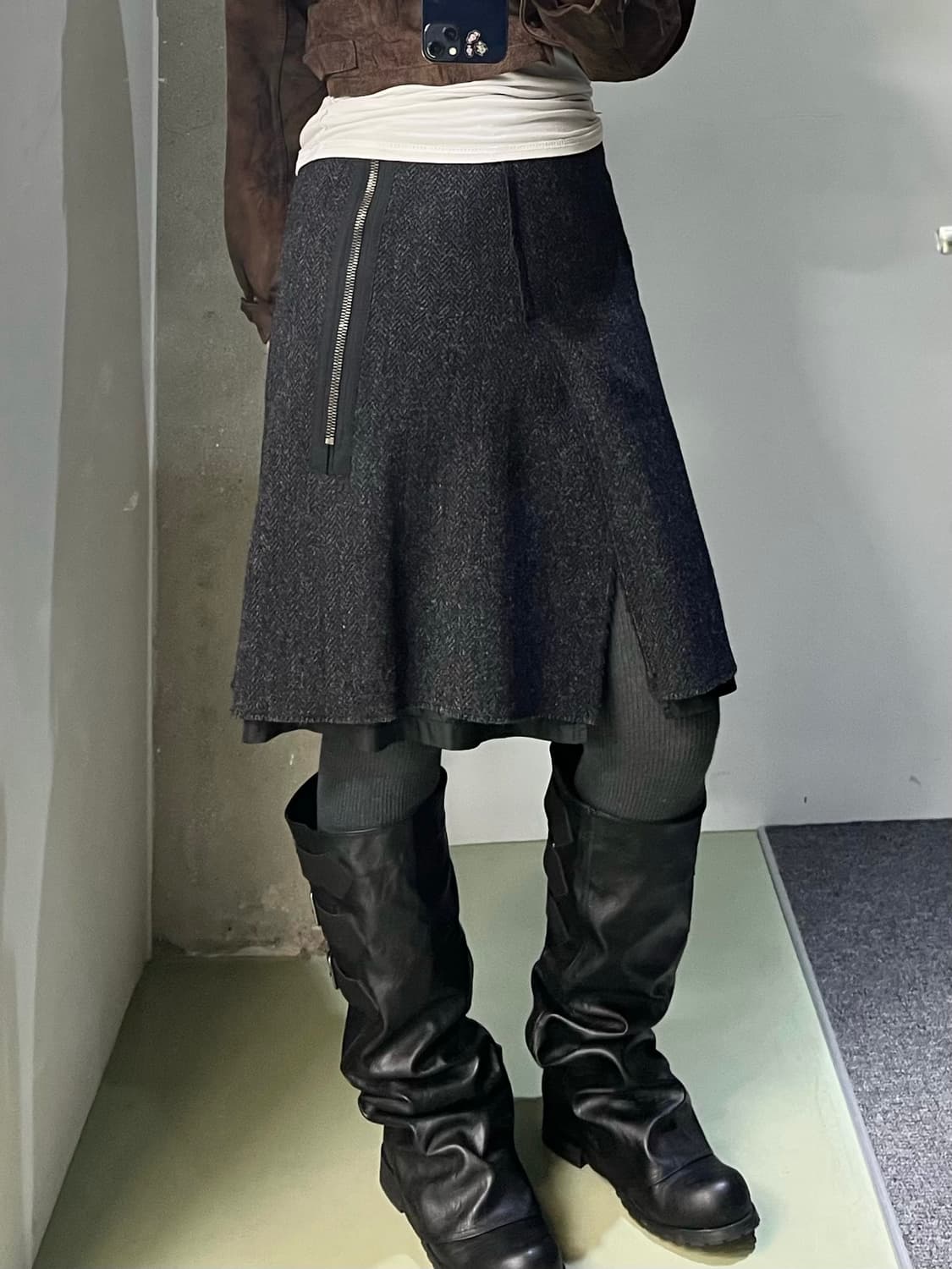 프라다 울 지퍼 스커트 상품이미지2