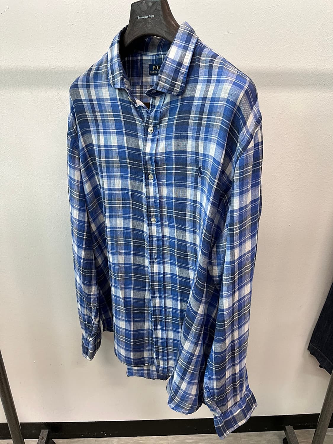 120) 폴로 신형 블루 체크 린넨셔츠 상품이미지1