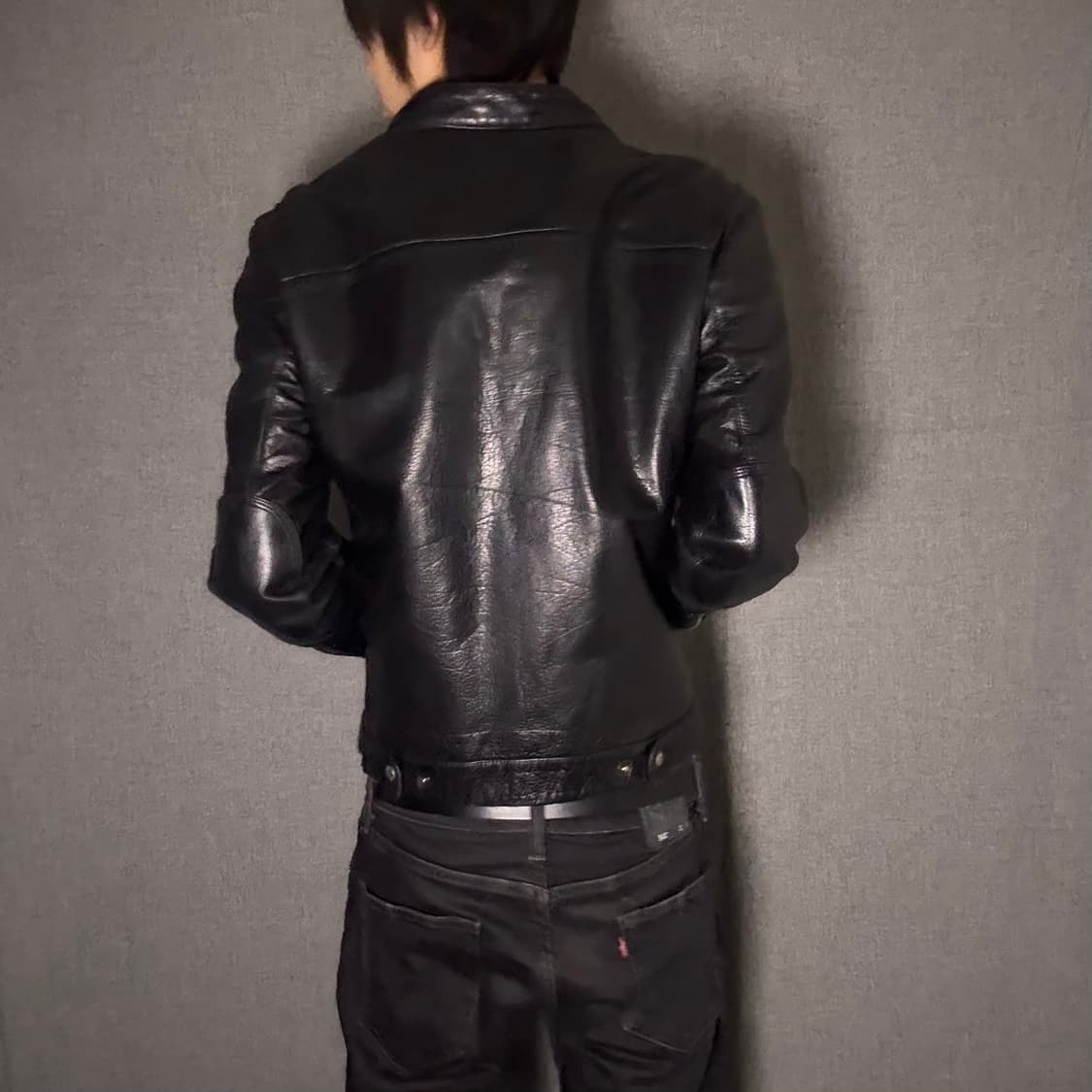 vintage black leather jacket 상품이미지4