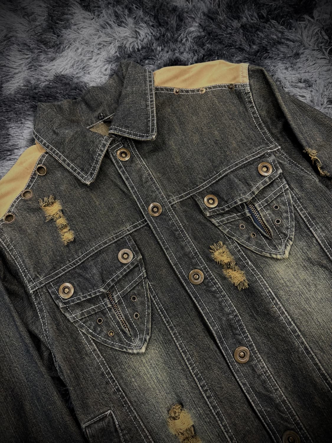 중청 그런지 디스트로이드 데님 자켓 상품이미지4