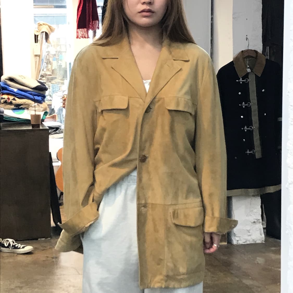 Italy Longhi 베이지 스웨이드 3버튼 자켓 남성 105 사이즈  상품이미지10