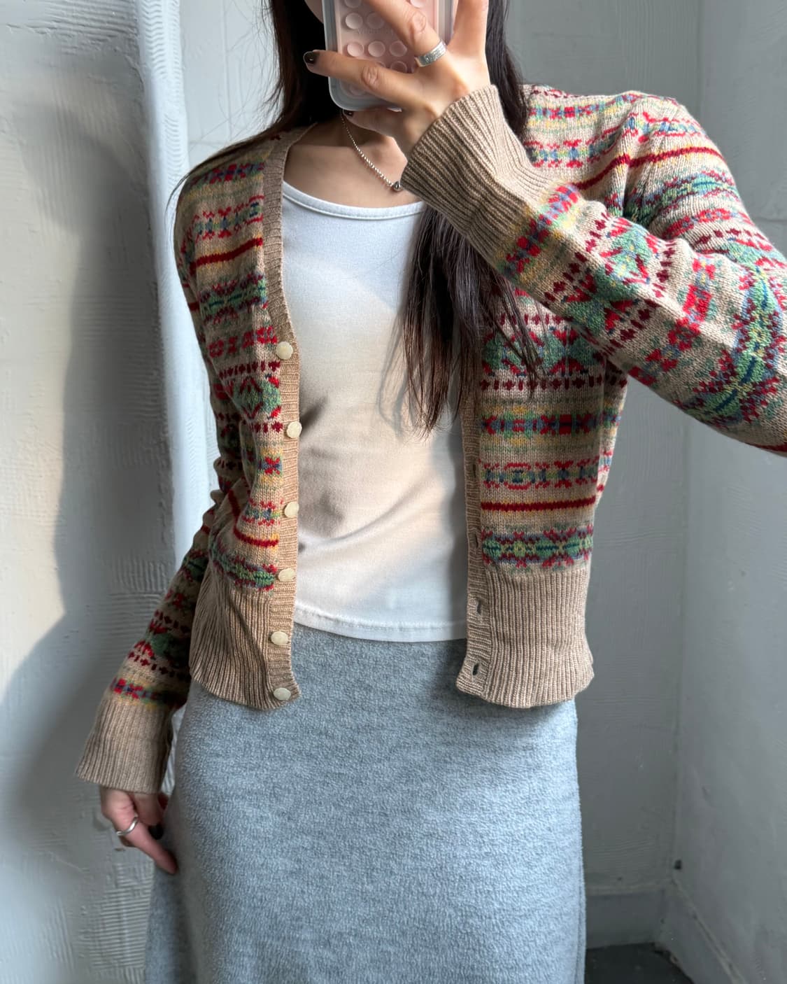 Polo 랄프로렌 90‘s 우먼 페어아일패턴 크롭 가디건 상품이미지1