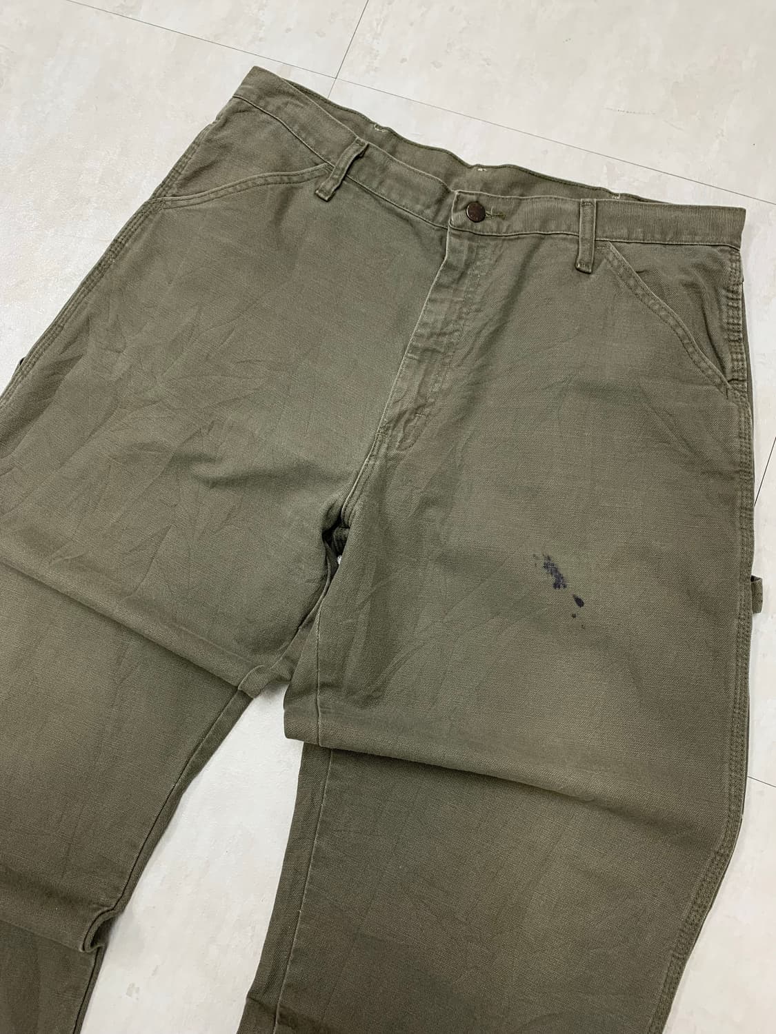 카키 브라운 카펜터 와이드 팬츠 상품이미지2