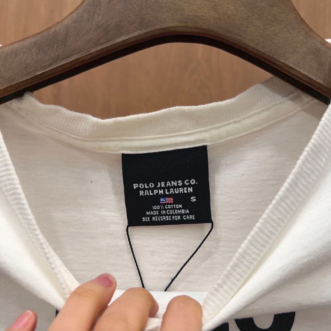 폴로 진스 코튼 반팔 티셔츠 로고 프린팅 라운드넥 디테일 화이트 상품이미지6