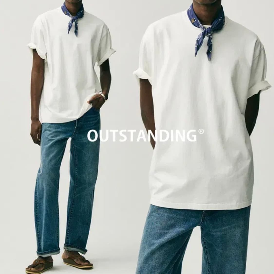 [정품] OUTSTANDING 아웃스탠딩 크루넥 반팔티 2종세트(새제품) 상품이미지5