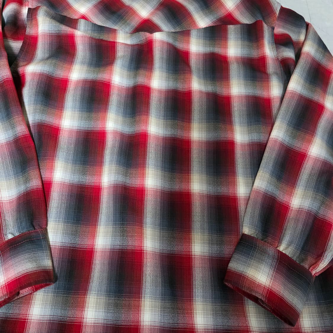 [L] 빈티지 펜들턴 레드 블랙 울 체크 플란넬 셔츠 상품이미지5