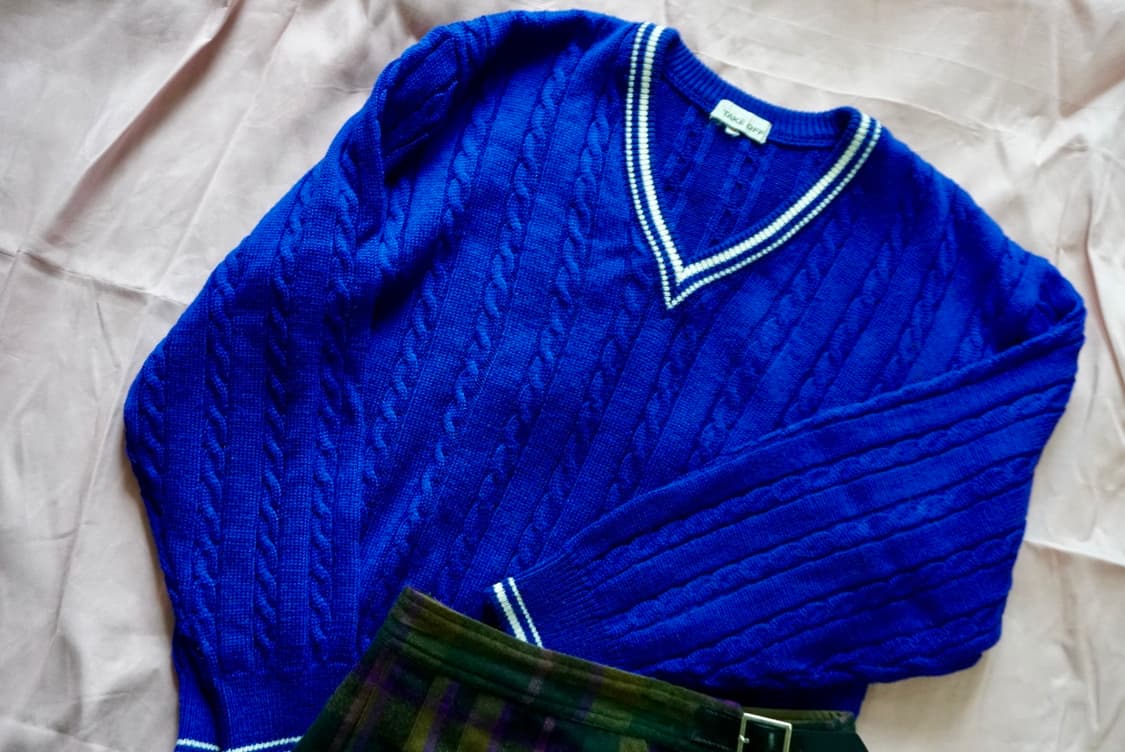 빈티지 브이넥 프레피룩 스웨터 테니스 니트 상품이미지1