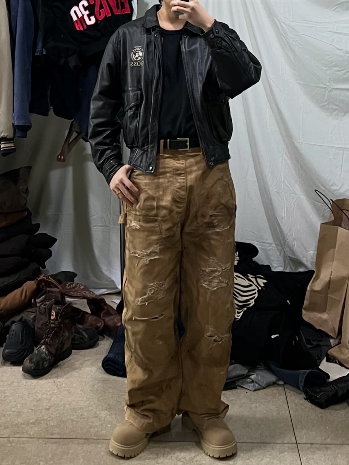 선토리보스 커피 가죽 자켓 상품이미지5