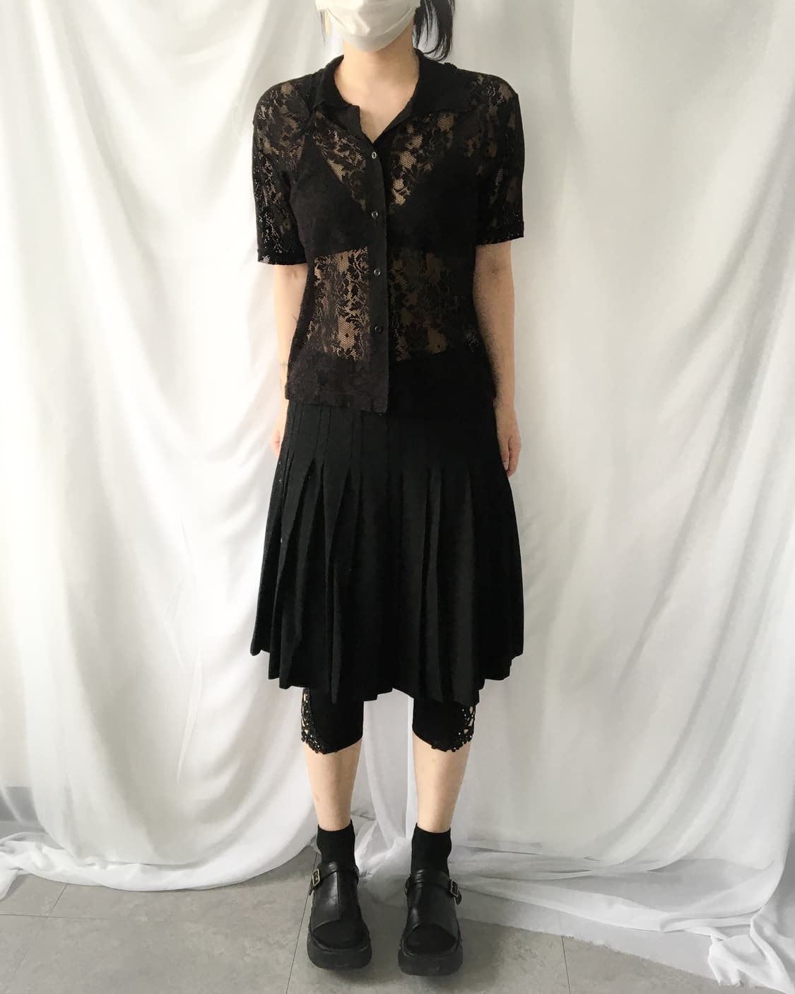 Lace pattern see through shirt 상품이미지5