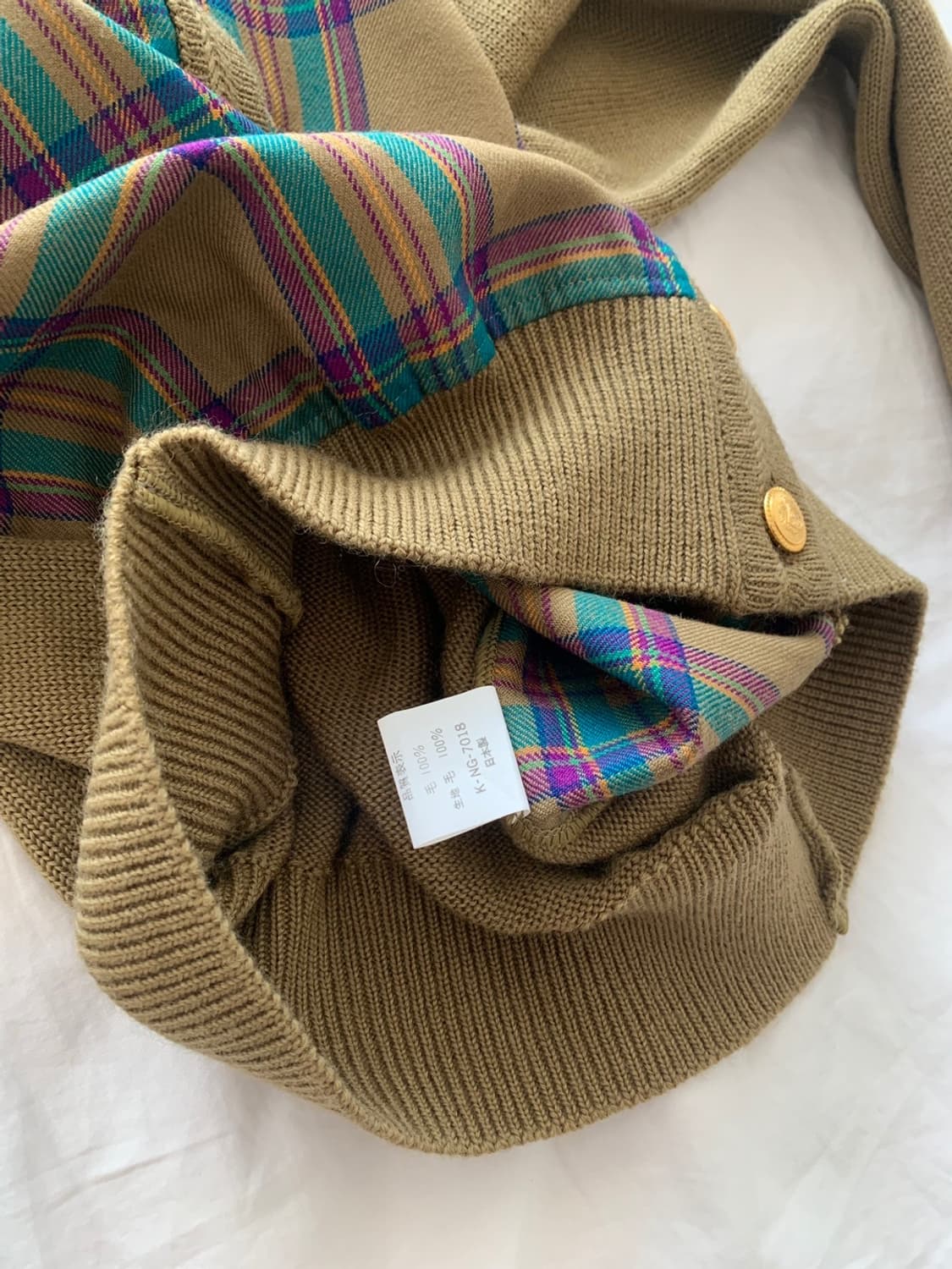 White itarkiard 체크 울 가디건 상품이미지4