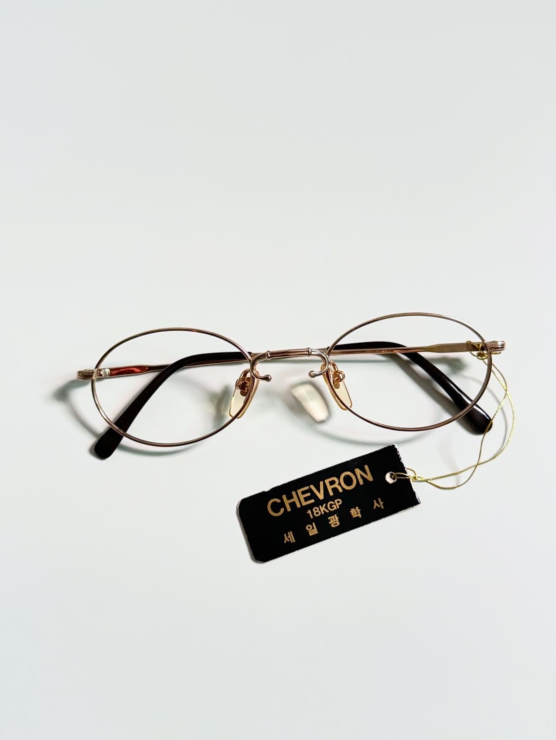 90s CHEVRON 골드 슬림 라운드 데드스탁 빈티지 안경 상품이미지1