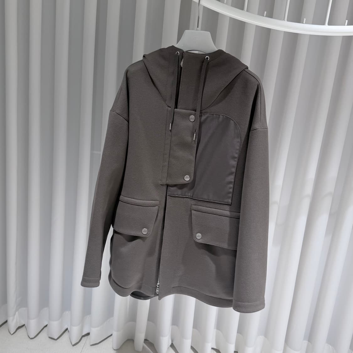 (A+/50) / 에르메스 나일론 후드 집업 자켓 카키 브라운 상품이미지2