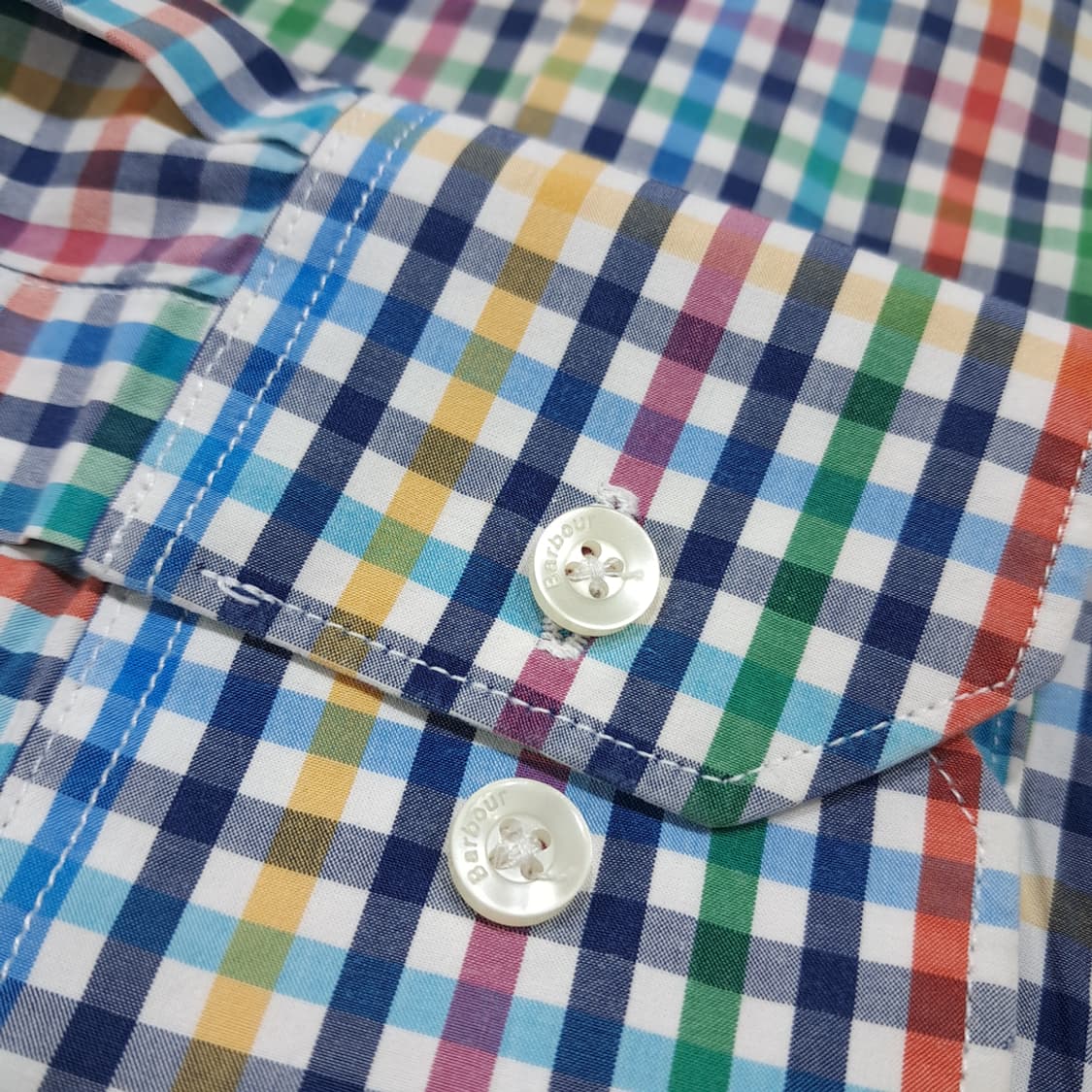 CL371 L 바버 코튼 멀티컬러깅엄체크 버튼다운 셔츠남방 상품이미지5