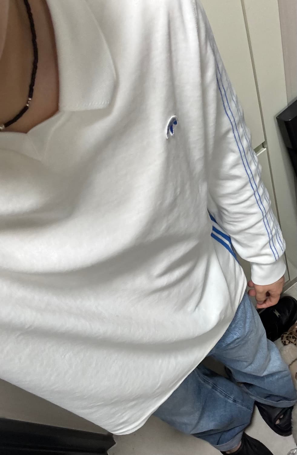 알렉산더왕x아디다스 벨루어 카라티 긴팔 화이트 블루 상품이미지7