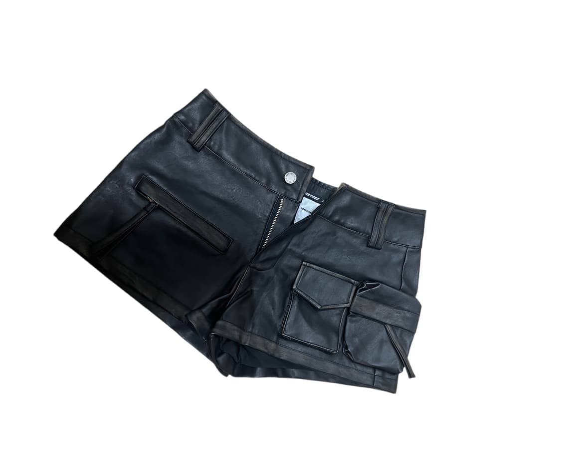 브라운 블랙 레더 쇼츠 상품이미지1