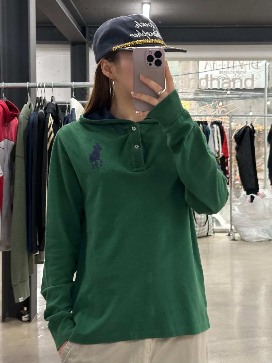 폴로랄프로렌 빅포니 넘버링 후드롱슬리브 그린 상품이미지1