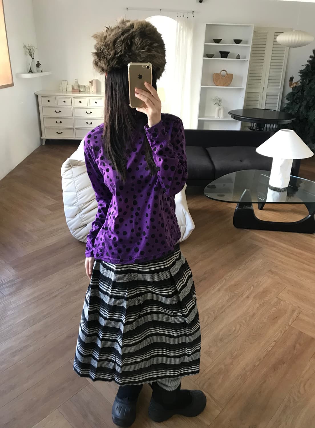 vintage purple dot turtle neck top 상품이미지4
