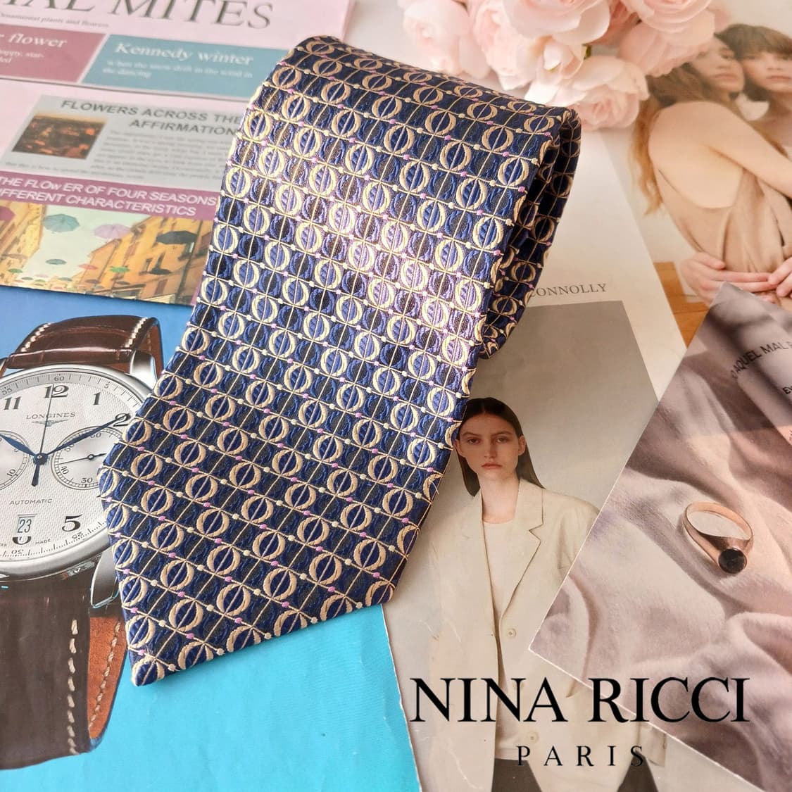 니나리치 실크 네이비 지오메트릭 넥타이 8.6cm A+등급 A19416
 상품이미지2