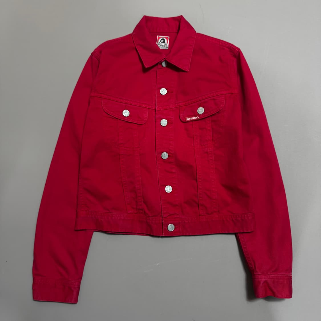 히스테릭글래머 버건디컬러 니트 집업 패치 코튼 트러커 자켓 상품이미지9