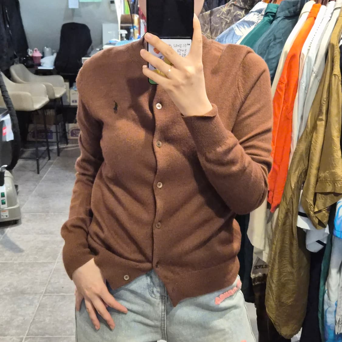 [NO.9] 폴로 긴팔 가디건 브라운 상품이미지1
