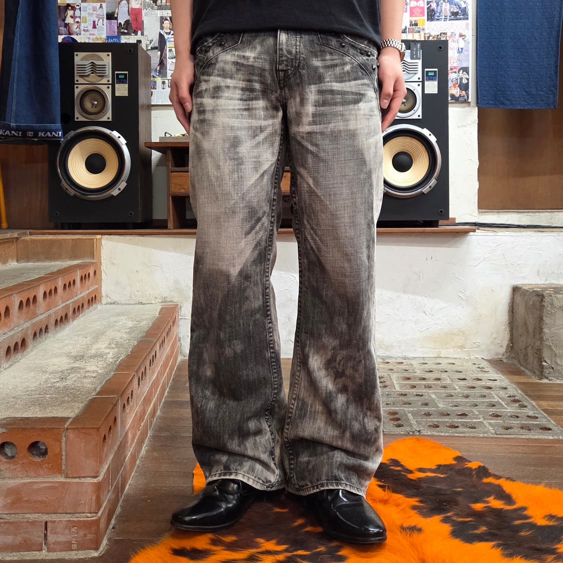 빈티지 펑크 타이다이 워싱 스터드 팬츠 상품이미지1