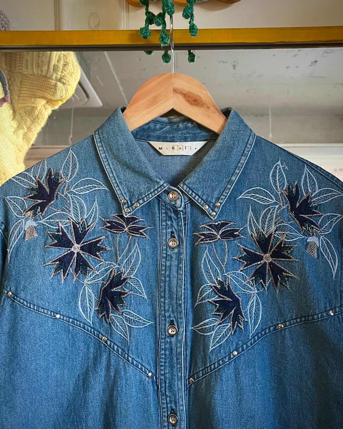 M-Salir Japan Denim Floral Western Shirt 상품이미지5