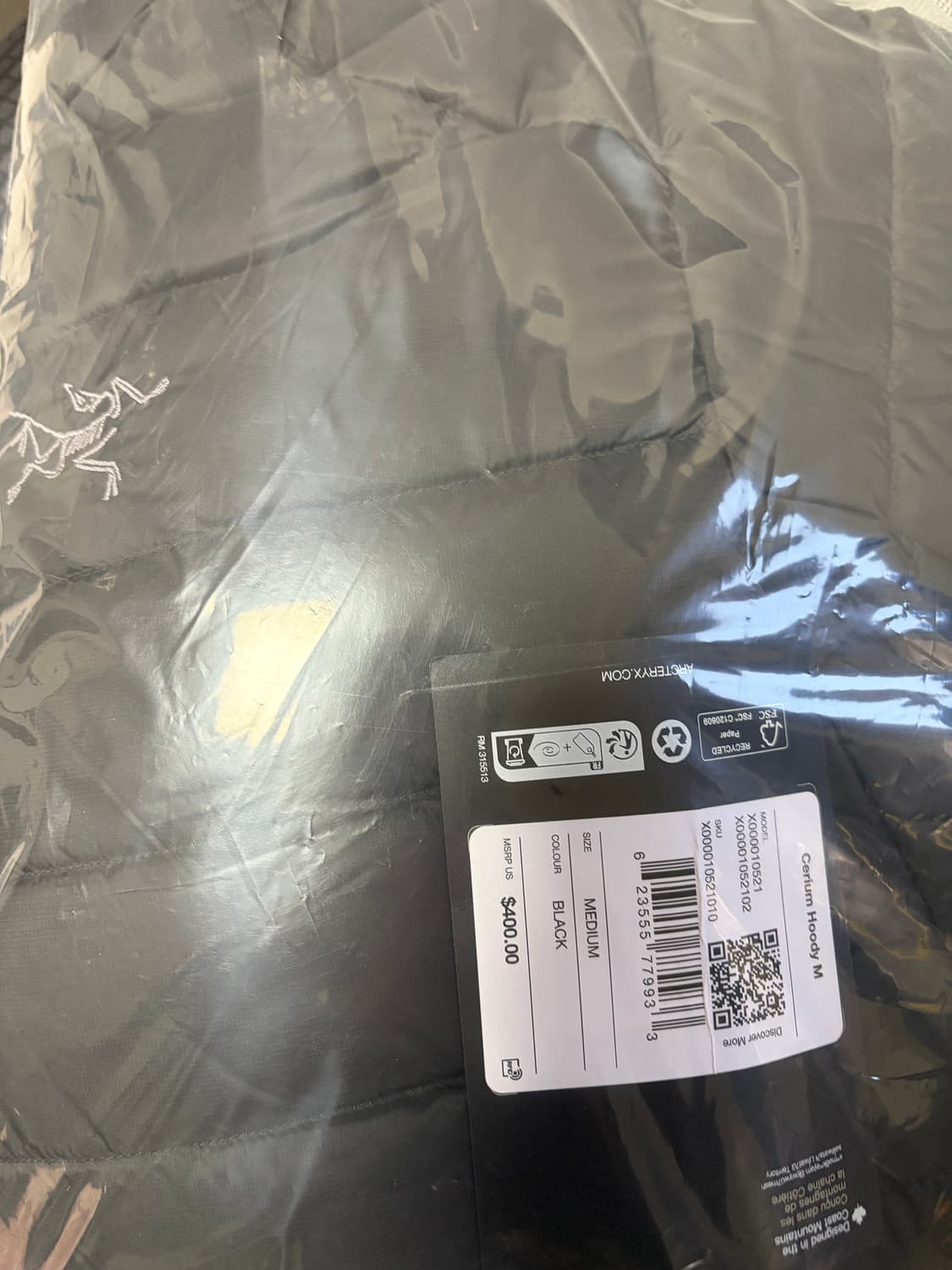 아크테릭스 세륨 후디 블랙 M 미개봉 새상품 상품이미지2