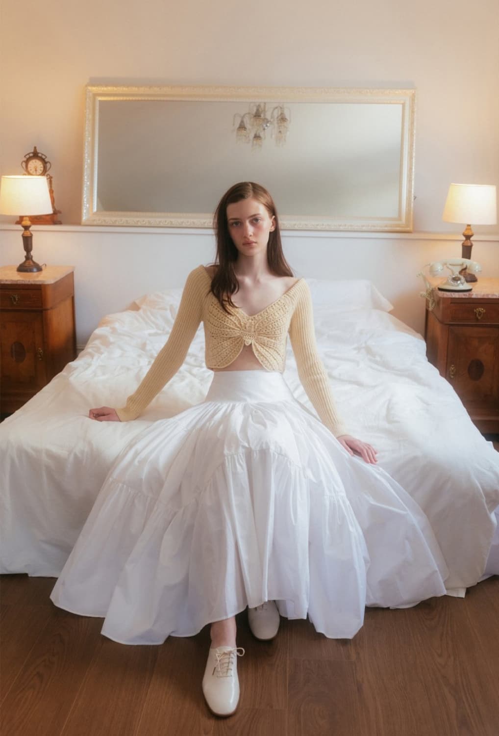 더티스 크림 코튼 롱 스커트 s사이즈 상품이미지1