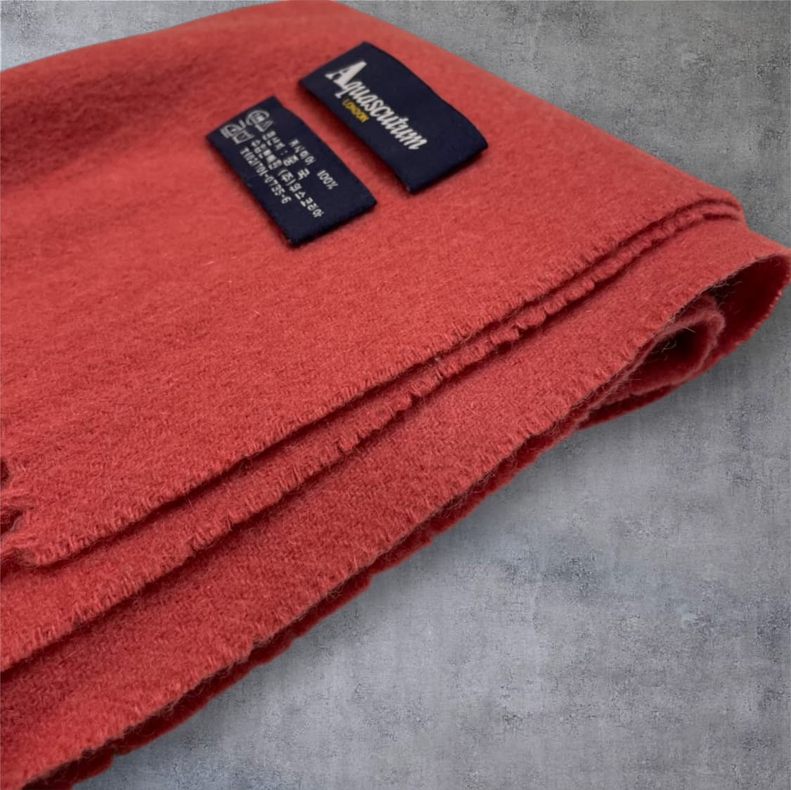 아쿠아스큐텀  Aquascutum 다홍레드 캐시미어 머플러 목도리 상품이미지4