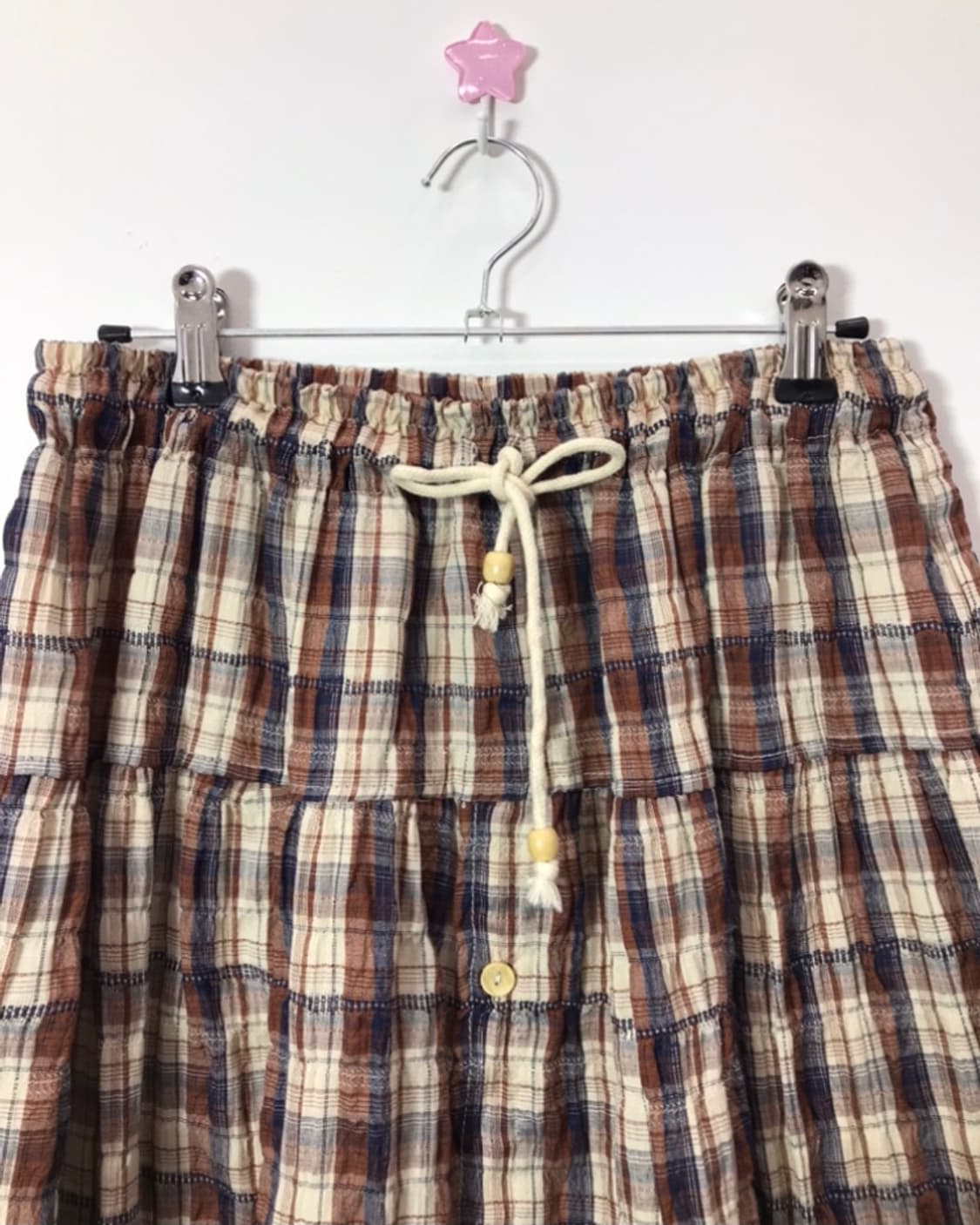 Jpn Mori girl Brown Plaid Tiered Skirt 상품이미지3
