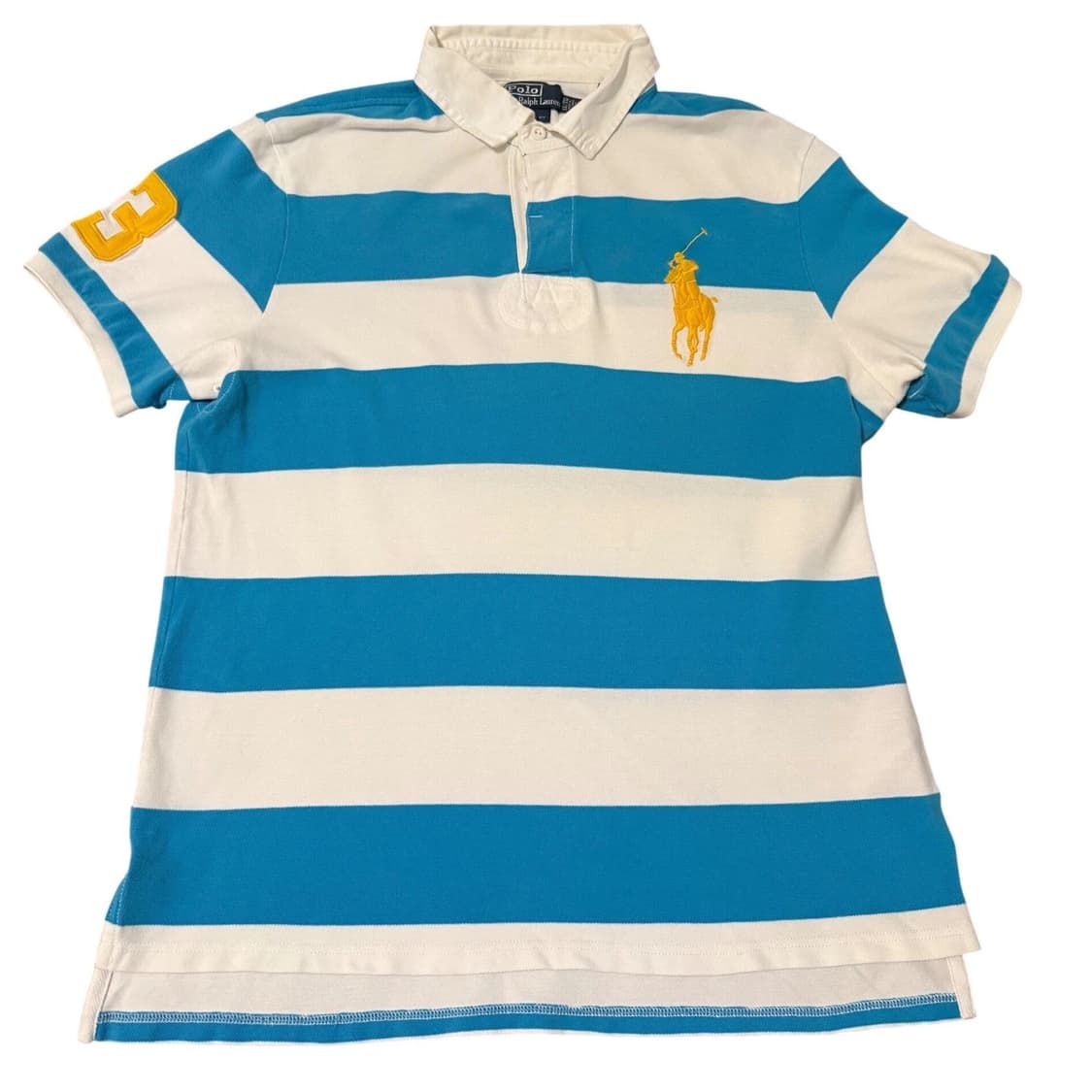 폴로 랄프로렌 스트라이프 빅포니 카라티 블루 화이트  상품이미지1