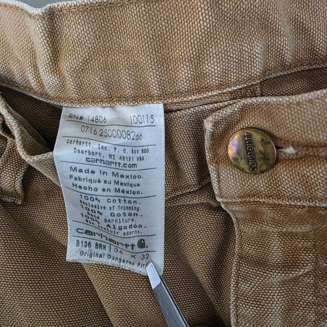 [36X32] 칼하트 더블니 B136 BRN 워크팬츠 트래쉬드 T-5 상품이미지9
