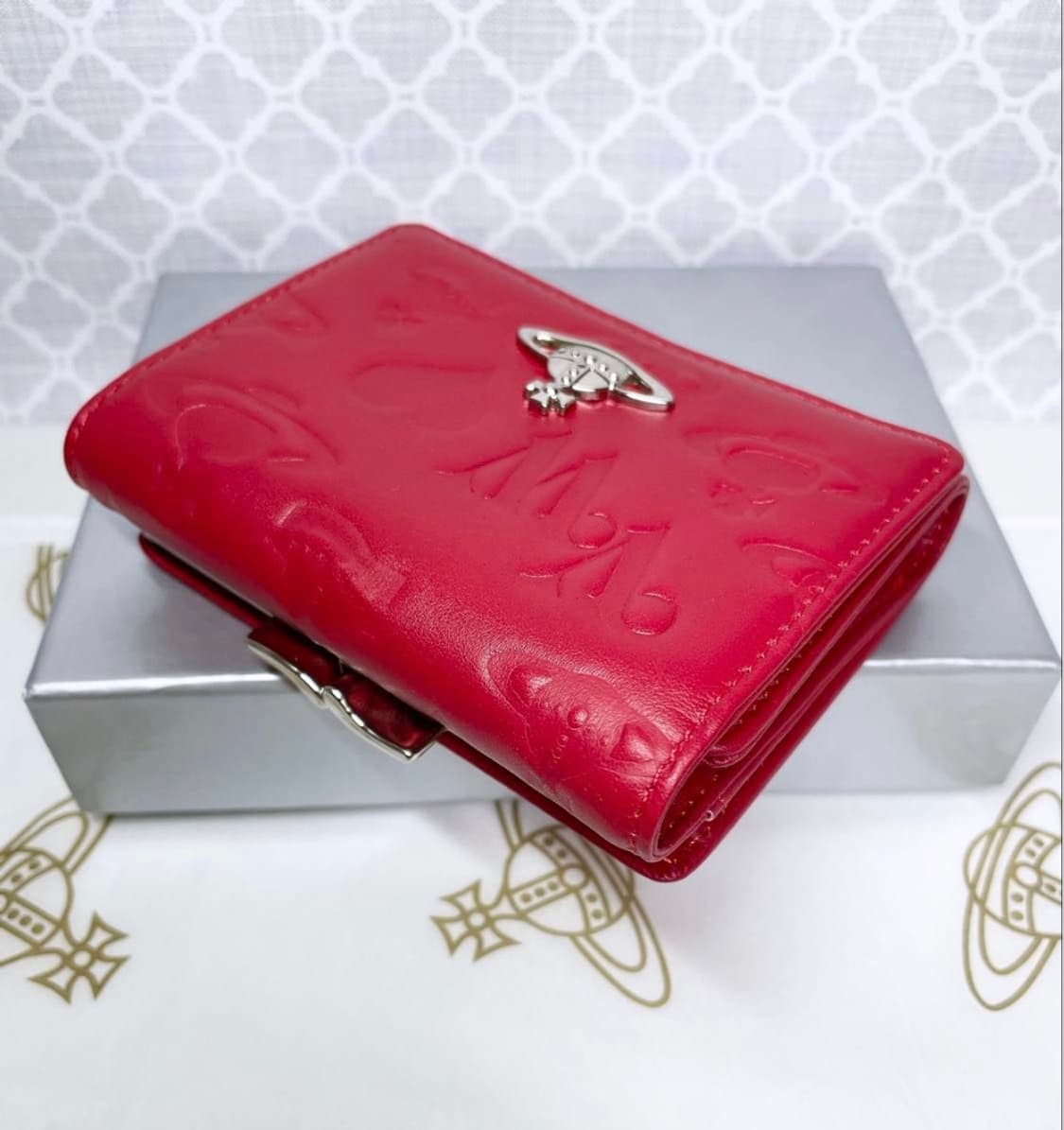 비비안웨스트우드 아카이브 레드 레더 하프월렛 반지갑 상품이미지7