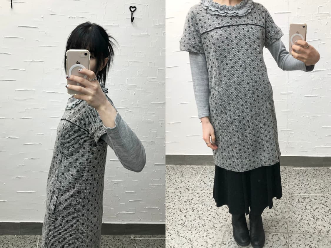 Charcoal dot midi dress 상품이미지1