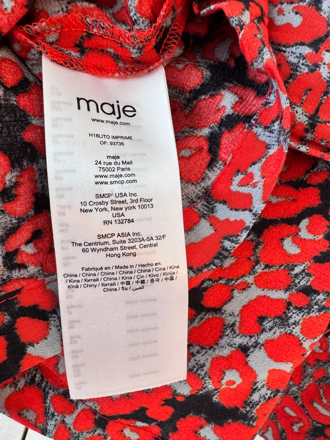 텍있는 새상품 maje 레드 레오파드 랩 블라우스 1(44,55가능) 상품이미지6