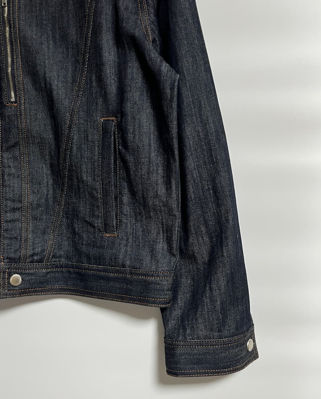 공용 피스워커 흑청 크롭 바이커 데님 자켓 점퍼 L 상품이미지2