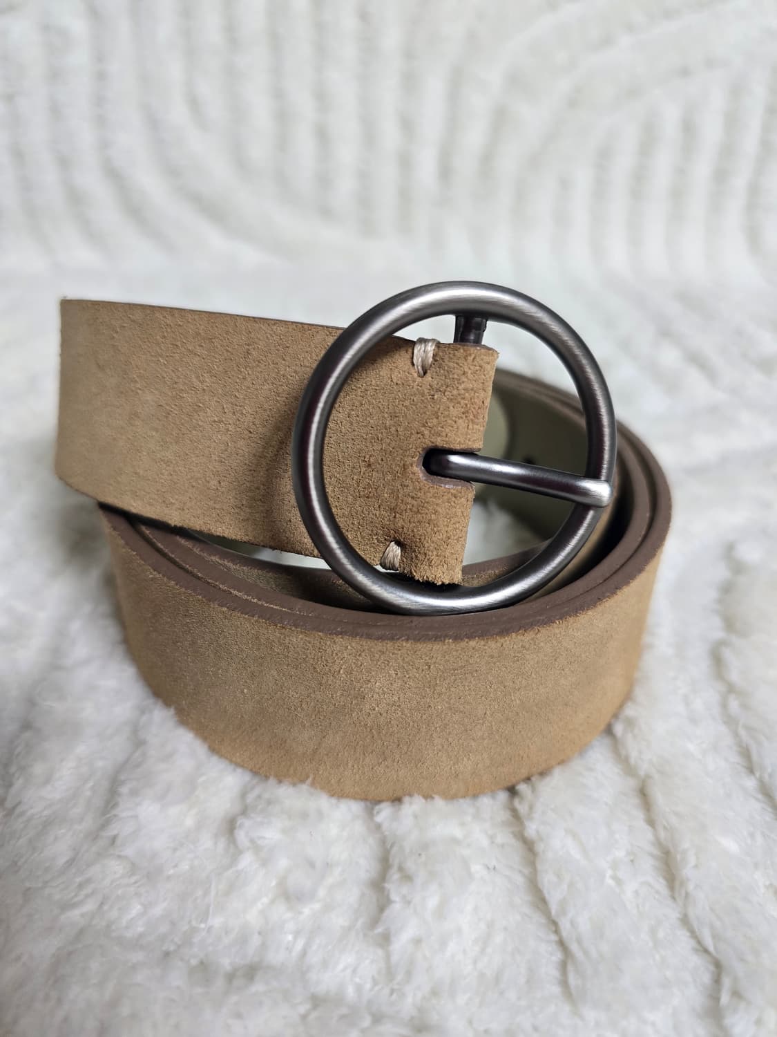 이탈리아 가죽 라운드 버클 스웨이드 벨트 상품이미지6