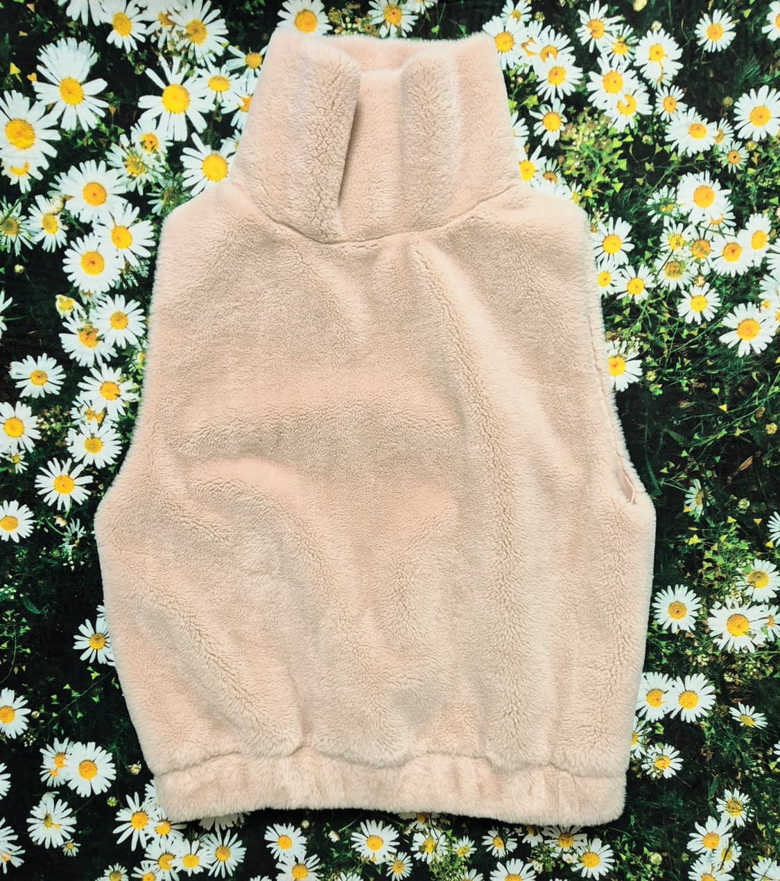 NANING9 인조퍼 하이넥 베스트 여성 F 상품이미지1