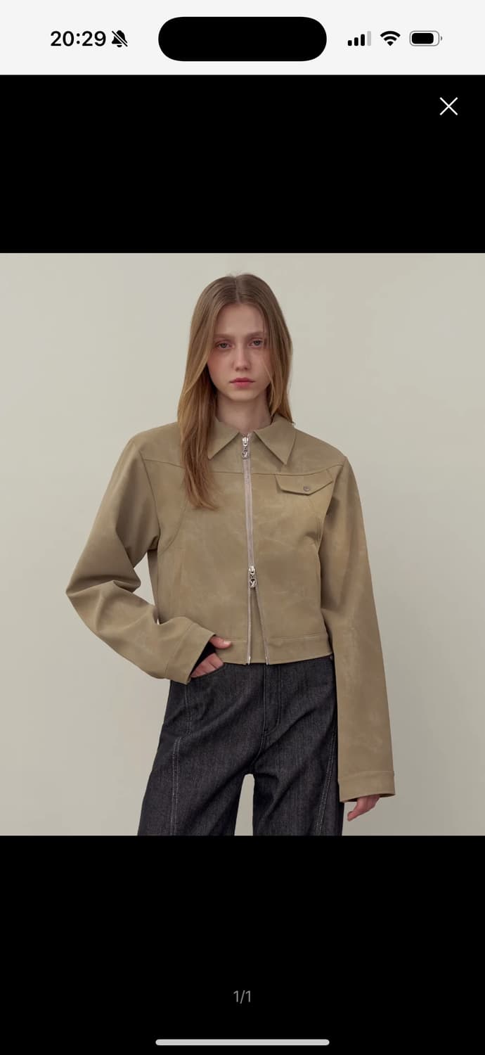 Yuse SOFT LEATHER SEMI CROP JACKET 상품이미지1