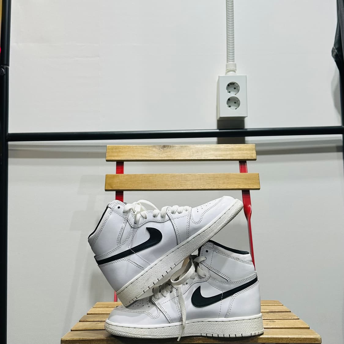 225) 나이키 운동화 여성 여자 신발 에어조던1 하이 화이트 상품이미지7