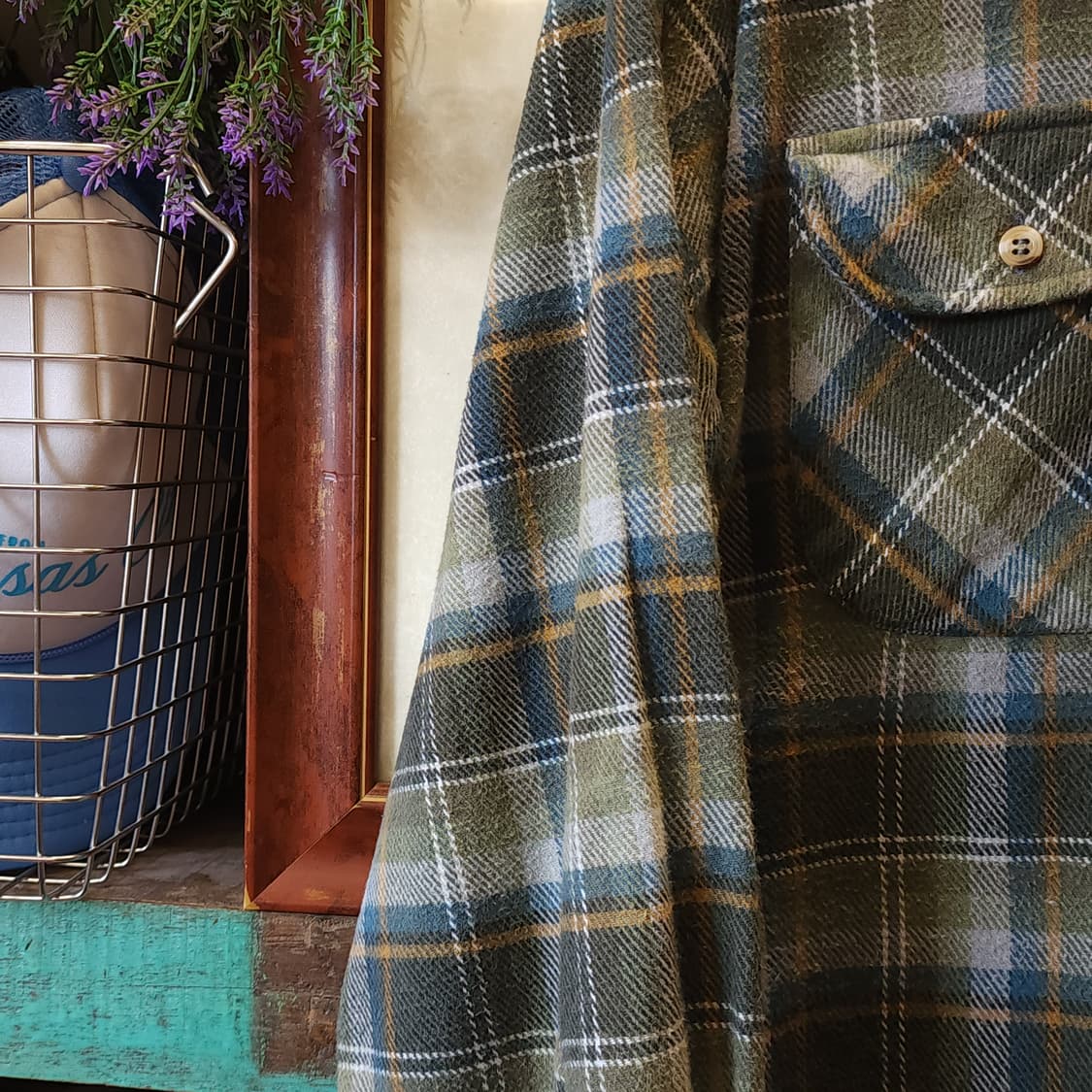 90s 아메리칸 빈티지 체크셔츠 헤비 플란넬 워크셔츠 그린 체크  41 상품이미지5